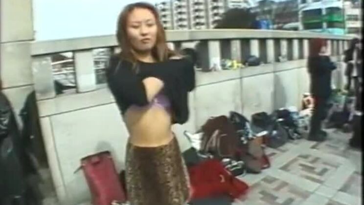 Supreme small titted asian lady in public