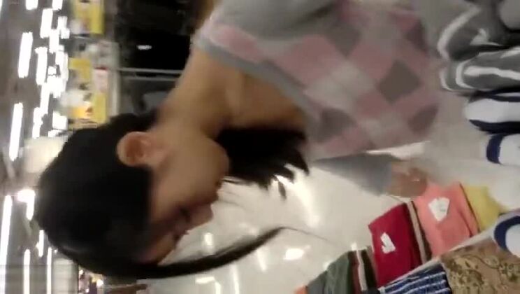 Enticing asian girl in public