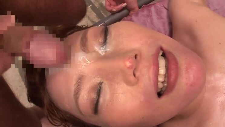 Honey Japanese girl is getting mass bukkake