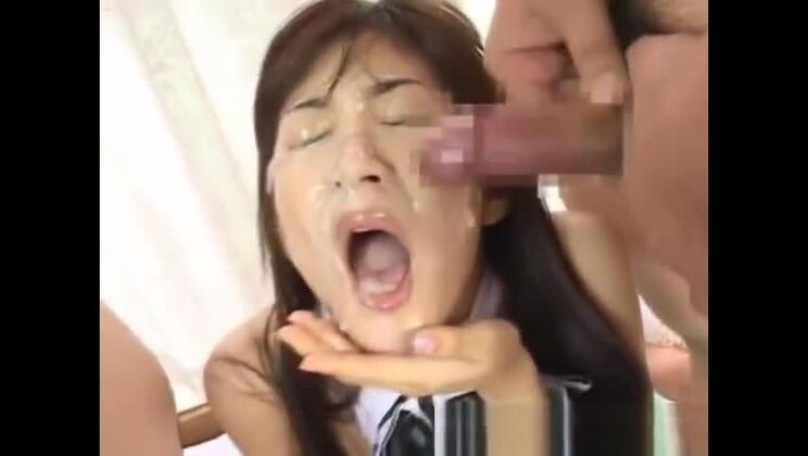 Bonny asian slut got a huge bukkake on her face