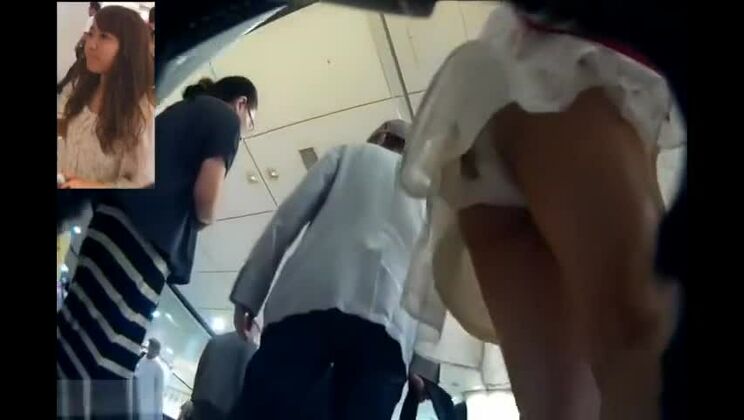 Comely Japanese huzzy in public place
