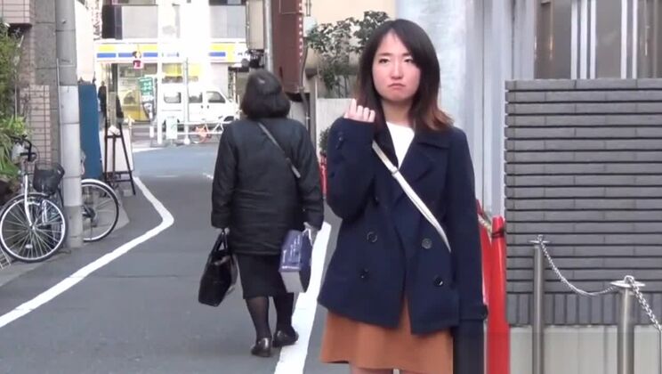 Unearthly dusky Japanese lady in public place