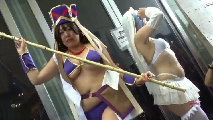 Divine asian bitch in beautiful cosplay porn in public