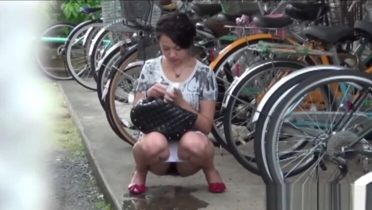 Seductive Japanese slut making her dirty kinky dreams come true in public place
