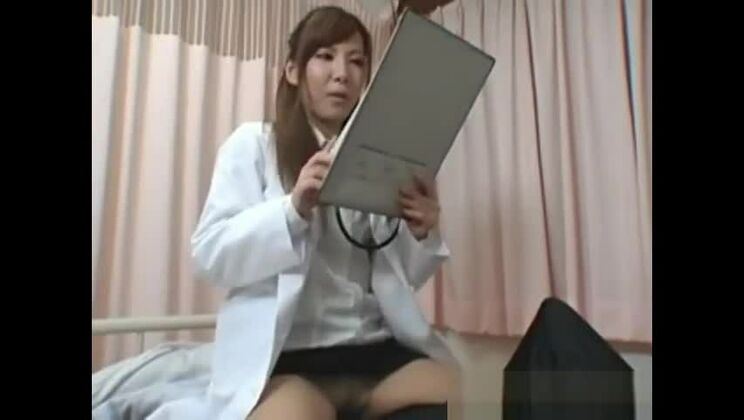 Fine-looking Japanese harlot performing a medical examination