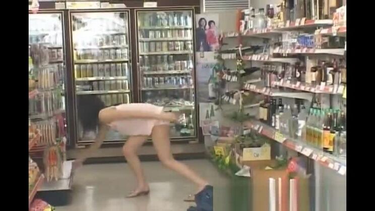 Dazzling asian harlot is giving head in public place